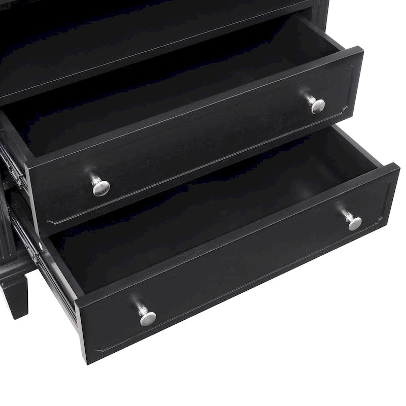 Mid-Century Modern 2-Drawer Nightstand with Charging Station