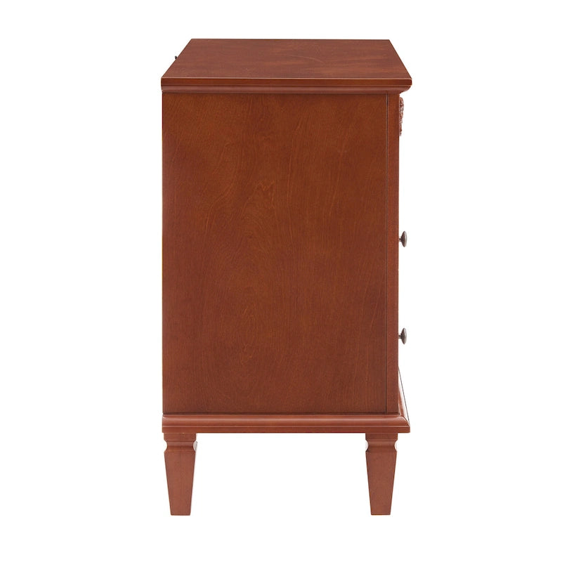 Mid-Century Modern 2-Drawer Nightstand with Charging Station