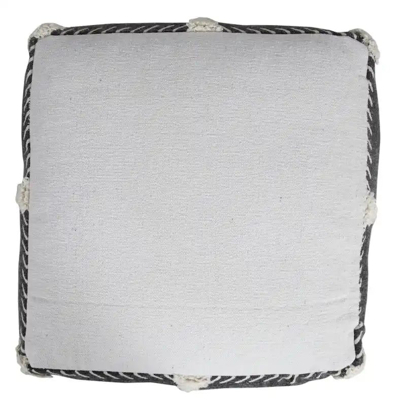 18 Black Cotton Geometric Pouf Ottoman for Living Room Seating and Footrest