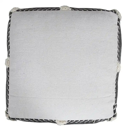 18 Black Cotton Geometric Pouf Ottoman for Living Room Seating and Footrest