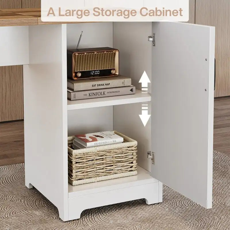 L Shaped Executive Computer Desk with Power Outlets and Type-C & USB Ports