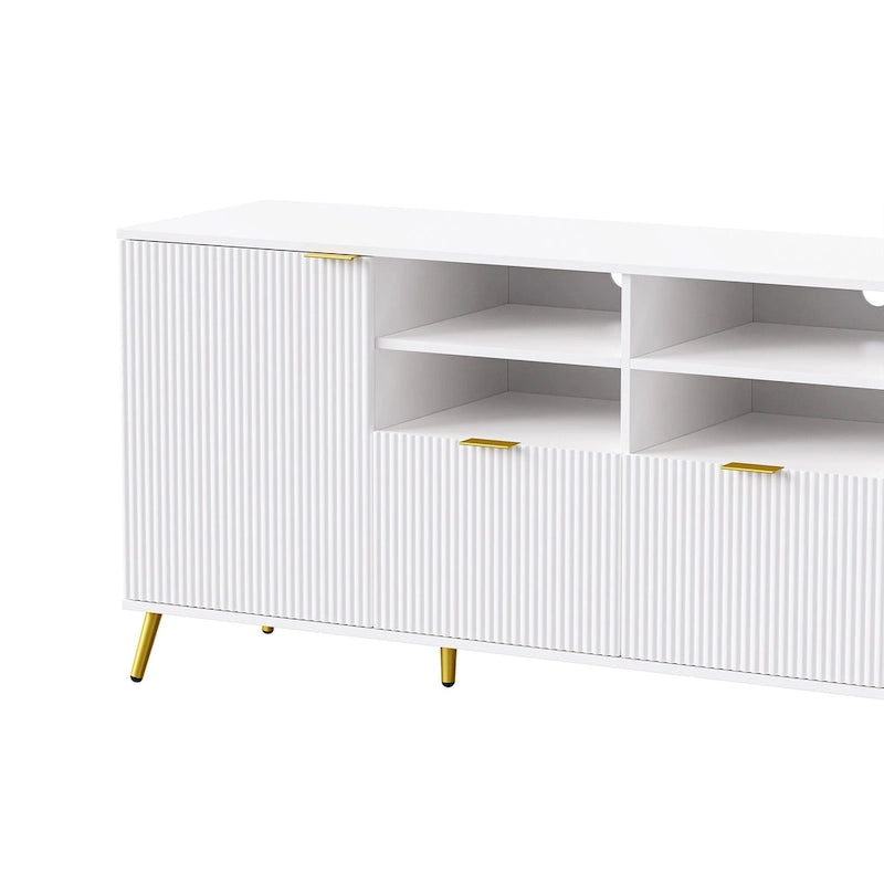 Large Entertainment Wall Unit w/ Large Storage Wall Mounted TV Stand w/ Open Bookshelf Media Cabinet for TVs Up to 70