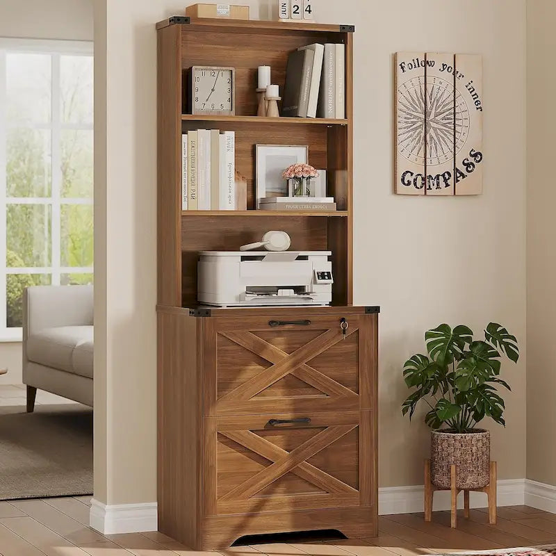 2 Drawer File Cabinet with Lock Hanging File Folders Home Office