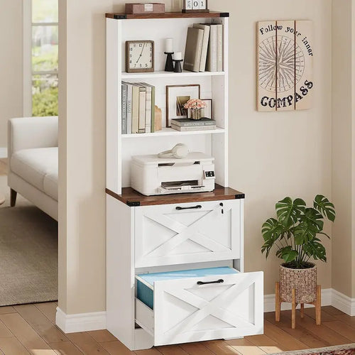 2 Drawer File Cabinet with Lock Hanging File Folders Home Office