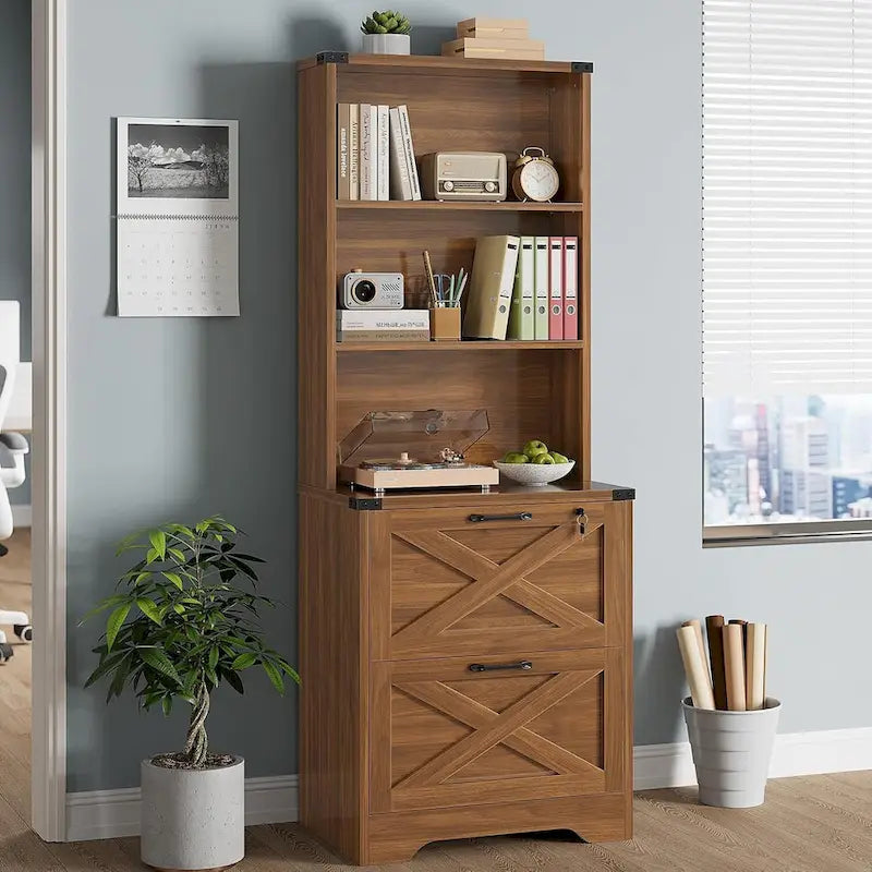 2 Drawer File Cabinet with Lock Hanging File Folders Home Office