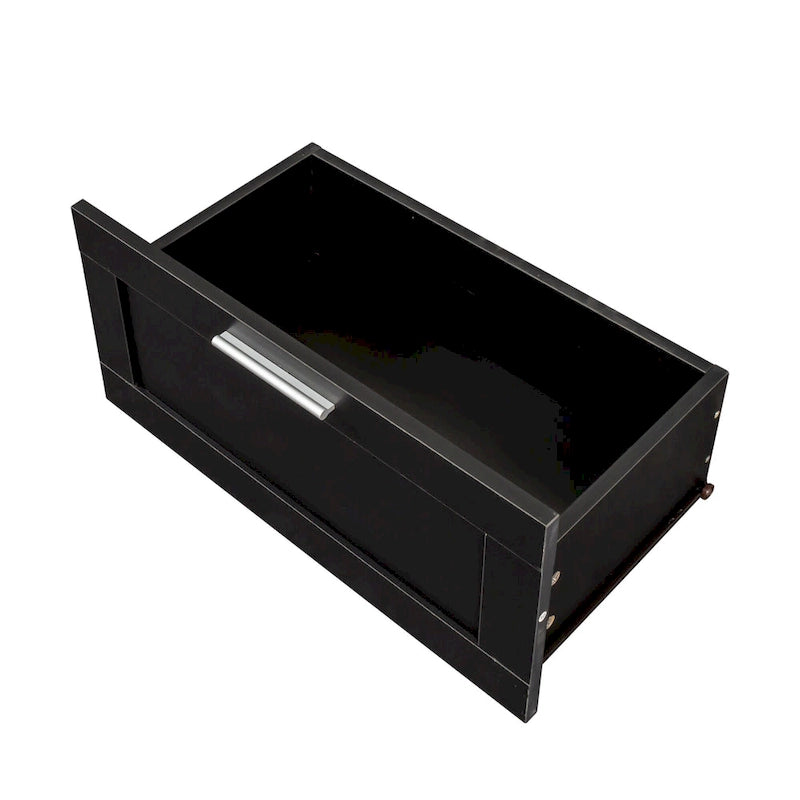 Black 70 TV Stand with Open Storage & Drawers for Living Room