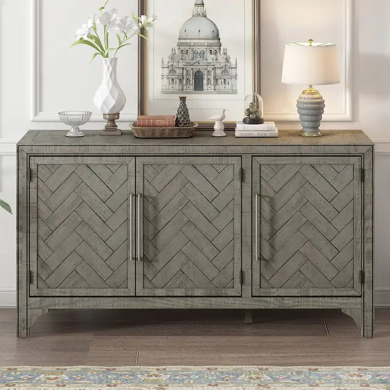 Traditional 3-Door Storage Cabinet with Adjustable Shelves