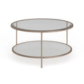Gold Copper Round Coffee Table with Storage