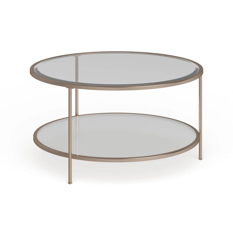 Gold Copper Round Coffee Table with Storage