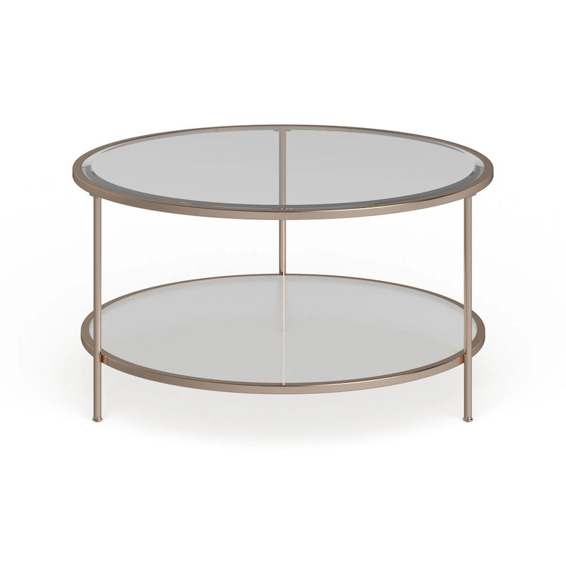 Gold Copper Round Coffee Table with Storage
