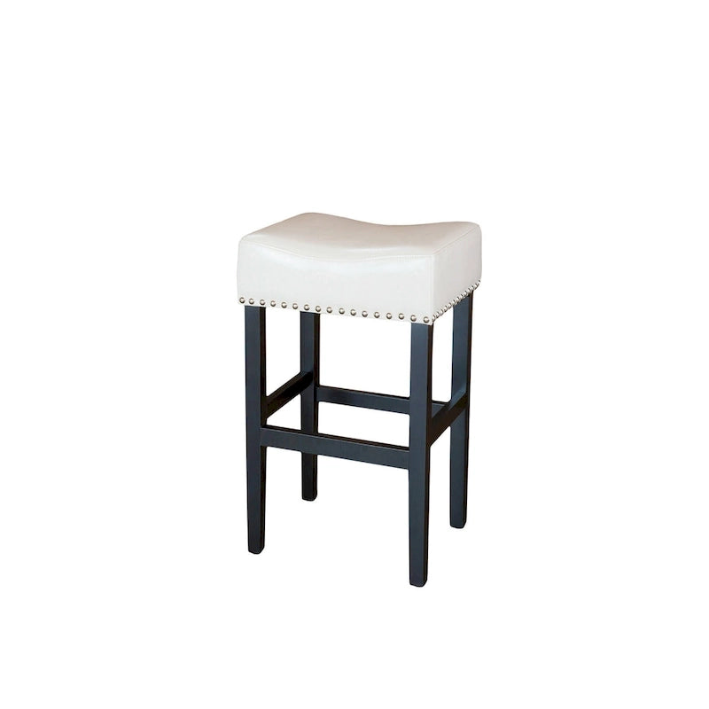 Set of 2 Backless Leather Bar Stools 30 in.
