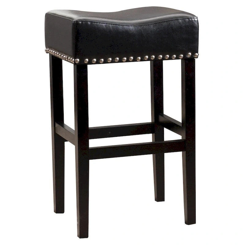 Set of 2 Backless Leather Bar Stools 30 in.