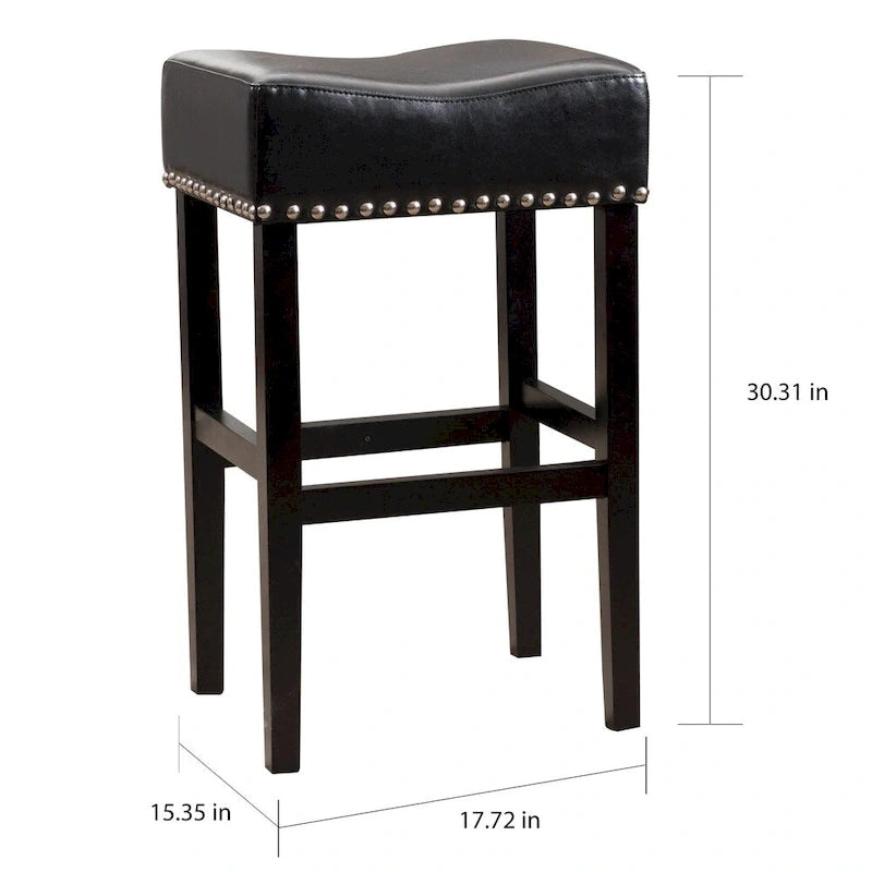 Set of 2 Backless Leather Bar Stools 30 in.