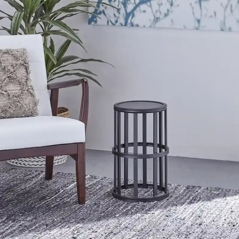 Industrial 11-inch Ceramic Tile Side Table