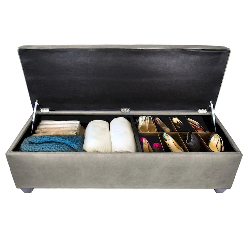 10-Button Tufted Lift-Top Shoe and Linen Storage Bench