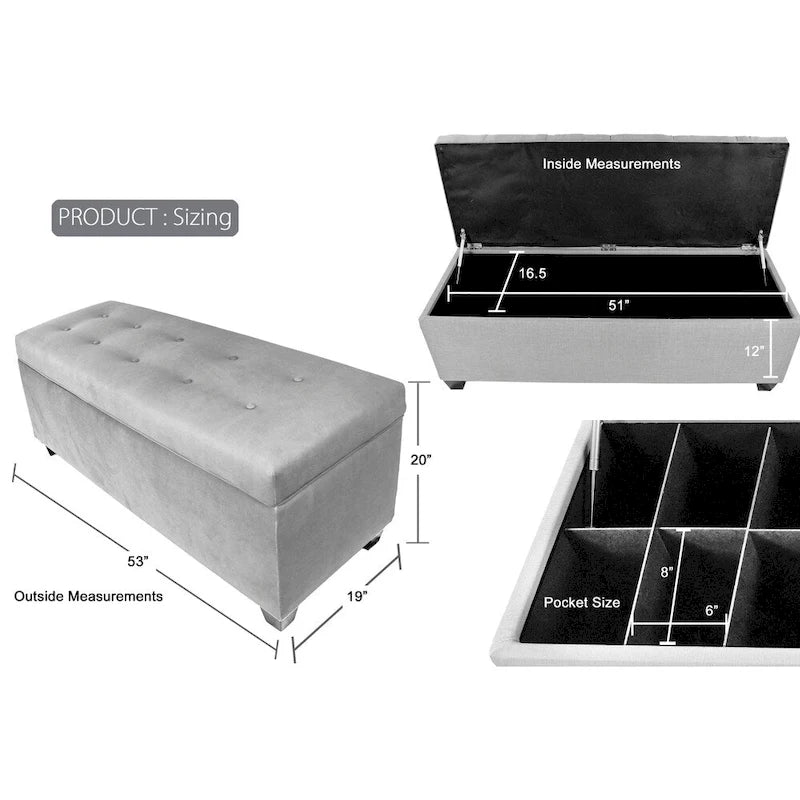 10-Button Tufted Lift-Top Shoe and Linen Storage Bench