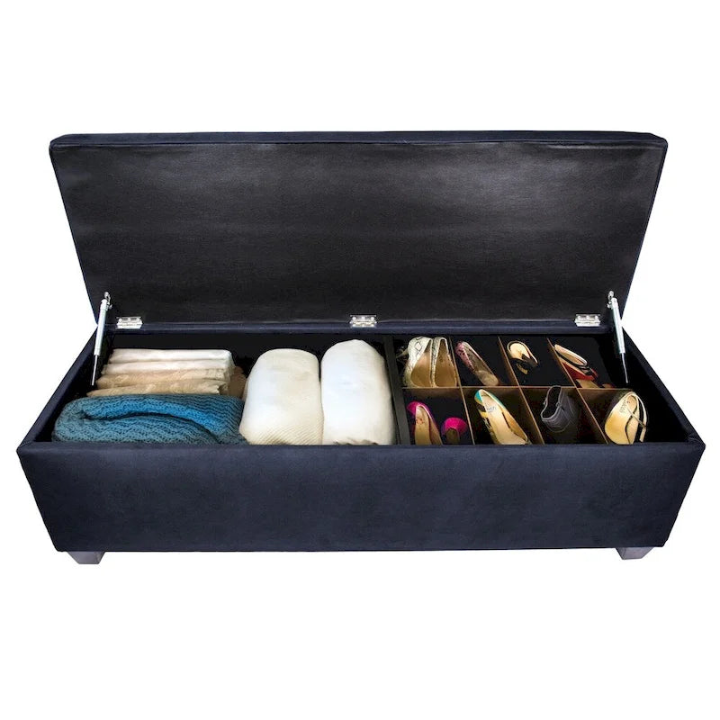 10-Button Tufted Lift-Top Shoe and Linen Storage Bench
