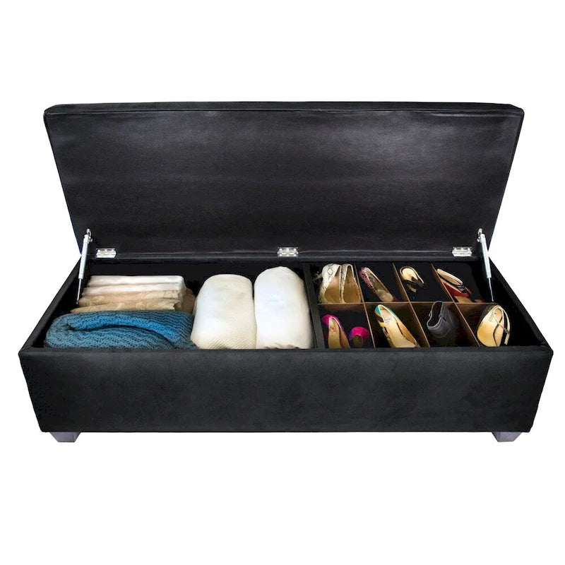 10-Button Tufted Lift-Top Shoe and Linen Storage Bench