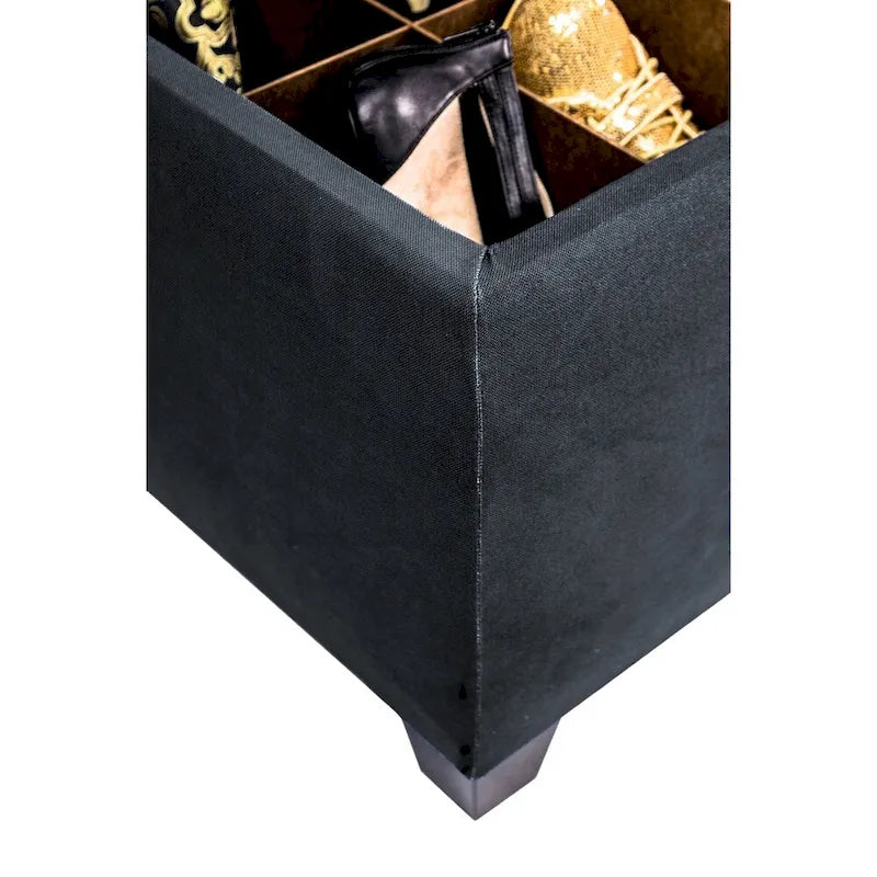 10-Button Tufted Lift-Top Shoe and Linen Storage Bench