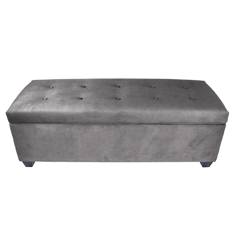 10-Button Tufted Lift-Top Shoe and Linen Storage Bench
