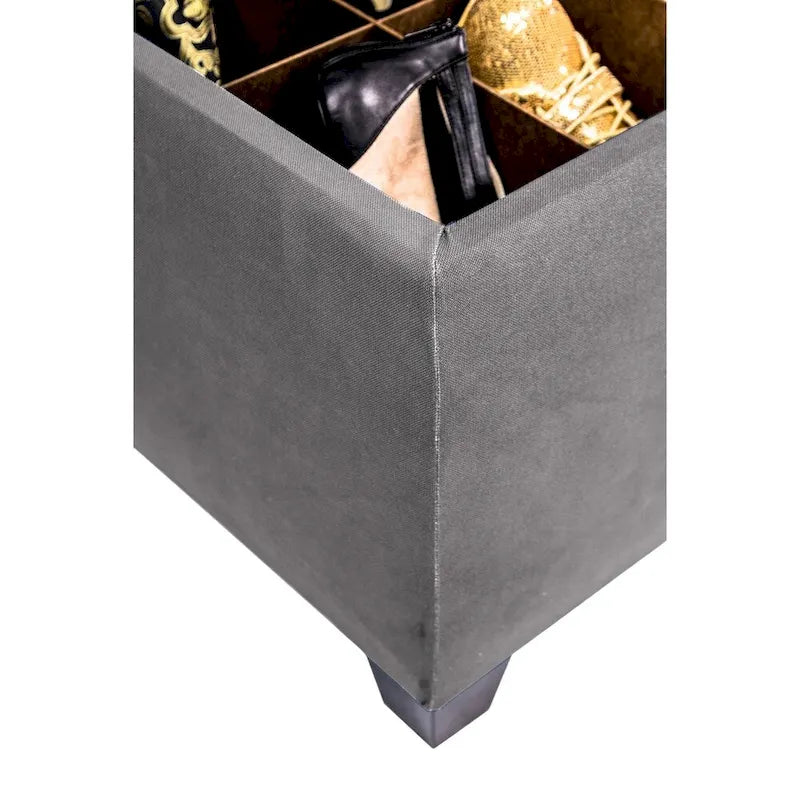 10-Button Tufted Lift-Top Shoe and Linen Storage Bench