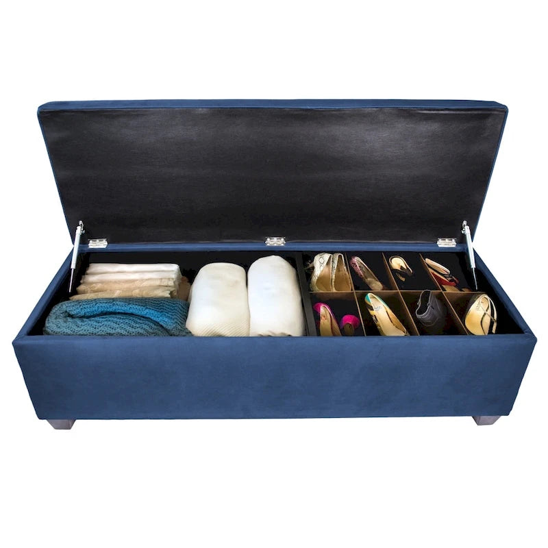 10-Button Tufted Lift-Top Shoe and Linen Storage Bench