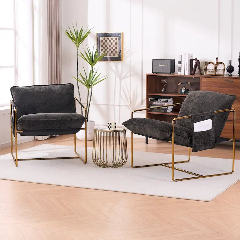 Sada 2 moderních sametových křesel Sling Armchairs