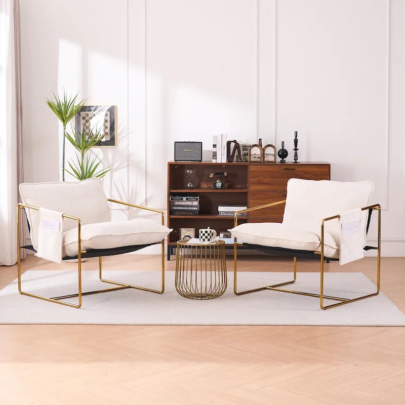 Sada 2 moderních sametových křesel Sling Armchairs