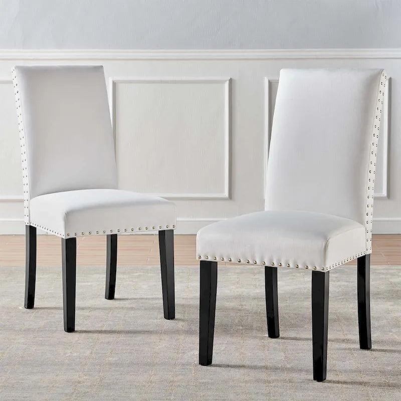 Velvet Nailhead Trim Dining Side Chairs (Set of 2)