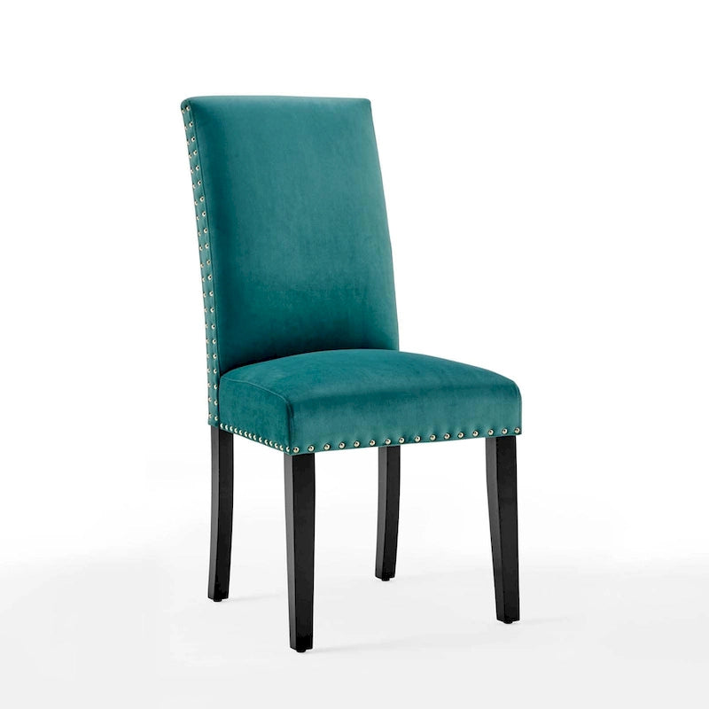 Velvet Nailhead Trim Dining Side Chairs (Set of 2)