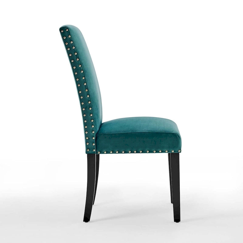 Velvet Nailhead Trim Dining Side Chairs (Set of 2)