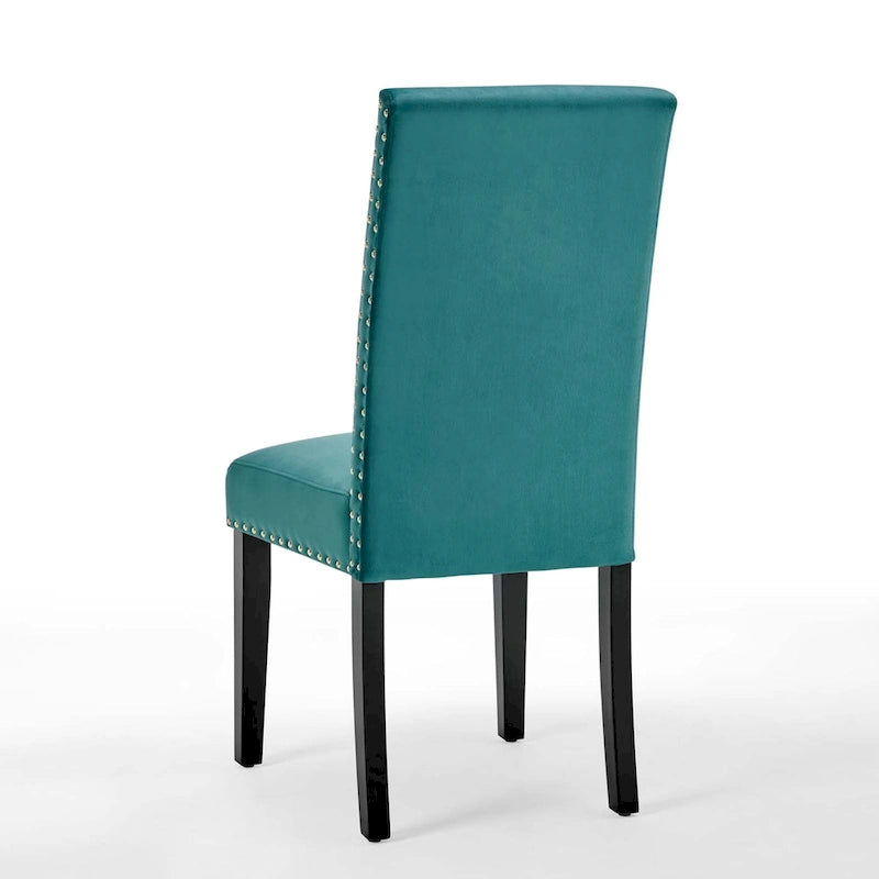 Velvet Nailhead Trim Dining Side Chairs (Set of 2)