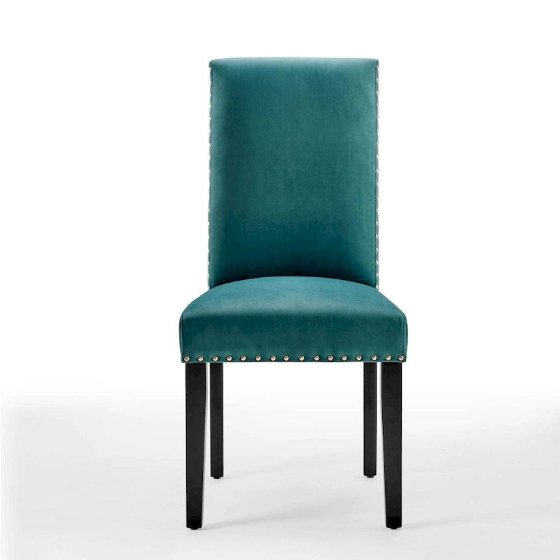 Velvet Nailhead Trim Dining Side Chairs (Set of 2)