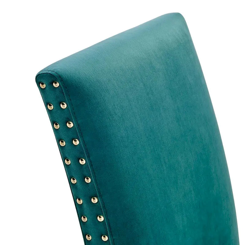 Velvet Nailhead Trim Dining Side Chairs (Set of 2)