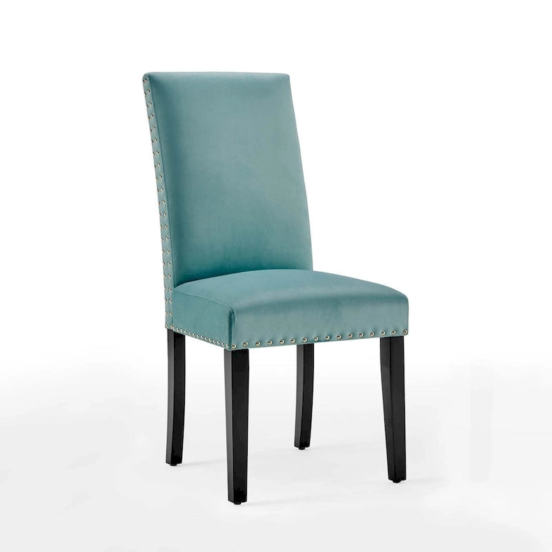 Velvet Nailhead Trim Dining Side Chairs (Set of 2)