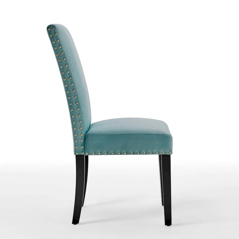 Velvet Nailhead Trim Dining Side Chairs (Set of 2)