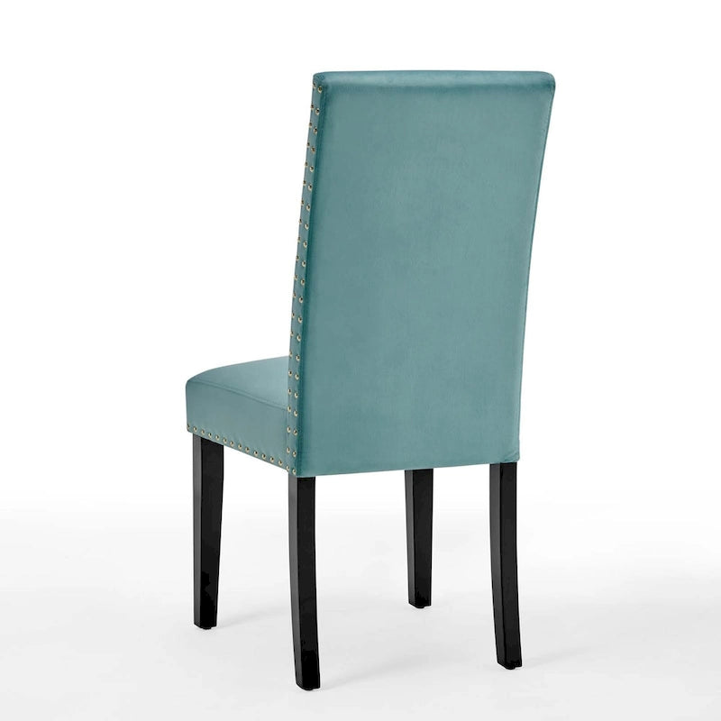 Velvet Nailhead Trim Dining Side Chairs (Set of 2)