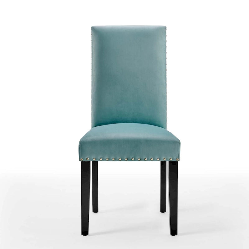 Velvet Nailhead Trim Dining Side Chairs (Set of 2)