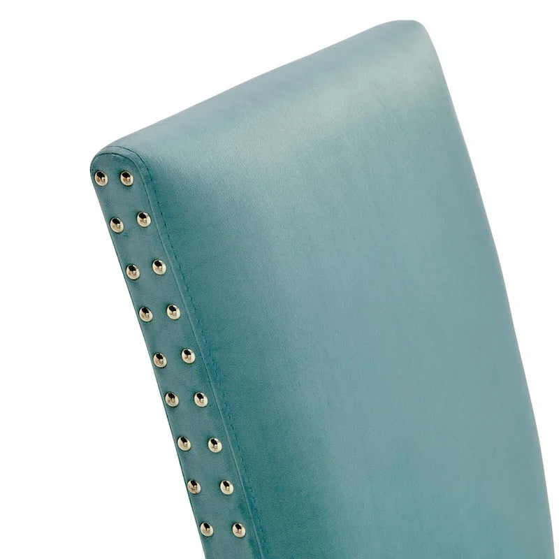 Velvet Nailhead Trim Dining Side Chairs (Set of 2)