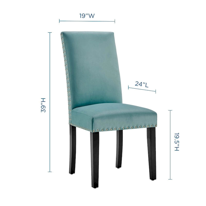 Velvet Nailhead Trim Dining Side Chairs (Set of 2)