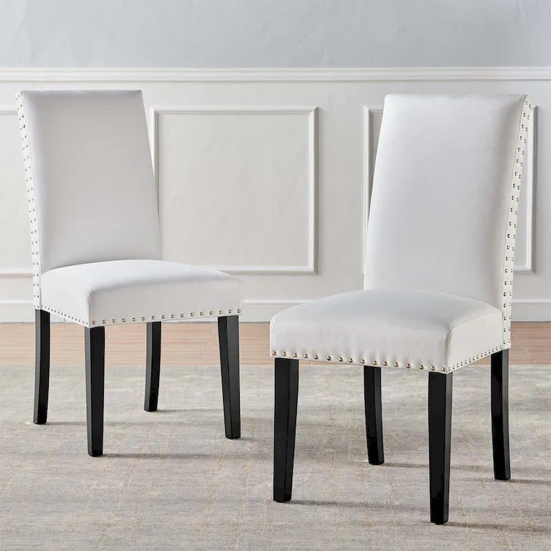 Velvet Nailhead Trim Dining Side Chairs (Set of 2)