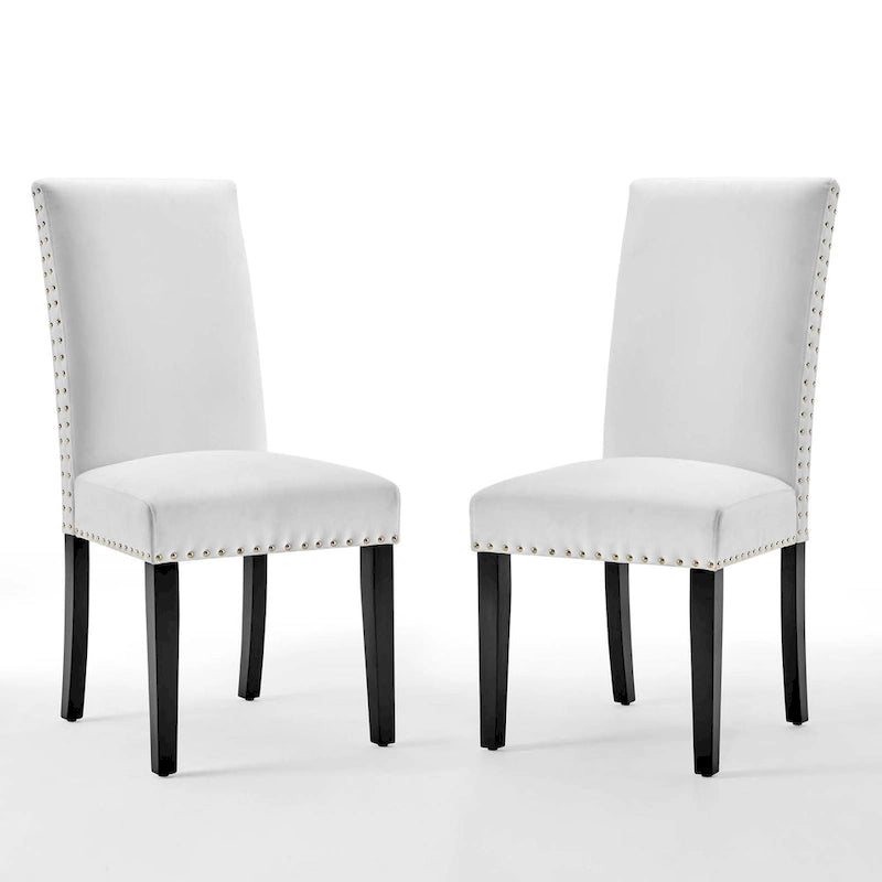 Velvet Nailhead Trim Dining Side Chairs (Set of 2)
