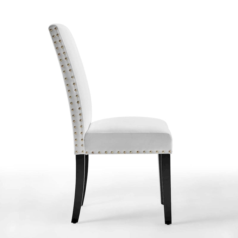Velvet Nailhead Trim Dining Side Chairs (Set of 2)