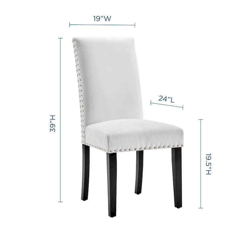 Velvet Nailhead Trim Dining Side Chairs (Set of 2)