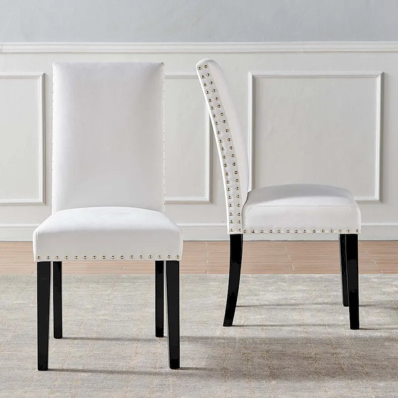 Velvet Nailhead Trim Dining Side Chairs (Set of 2)