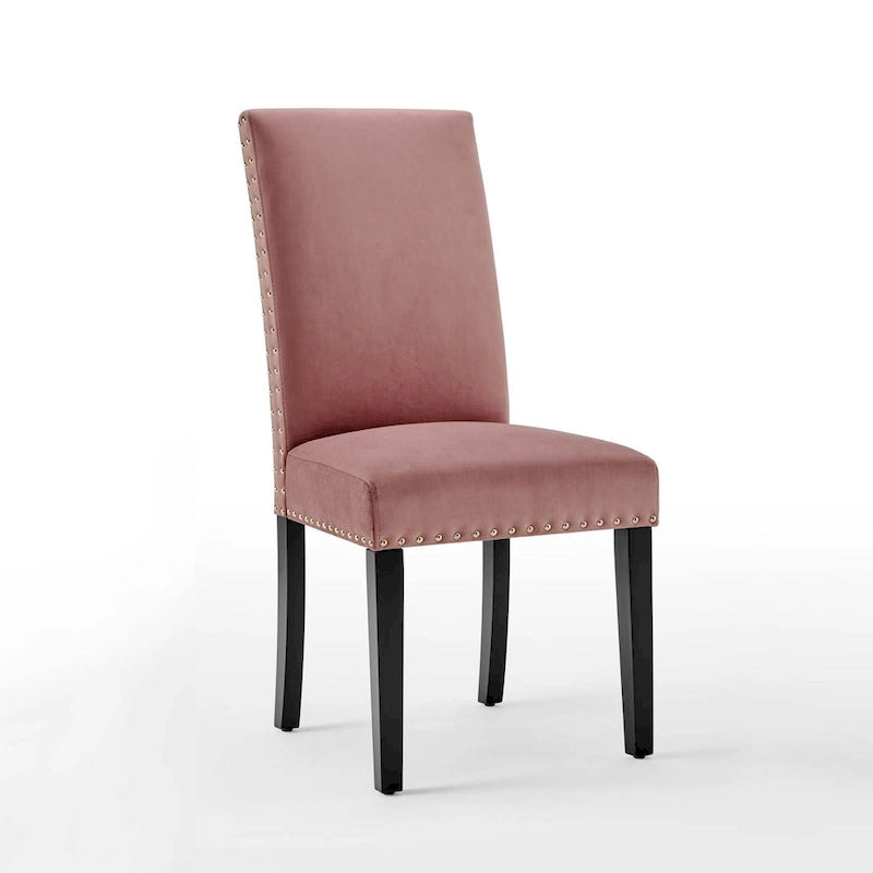 Velvet Nailhead Trim Dining Side Chairs (Set of 2)