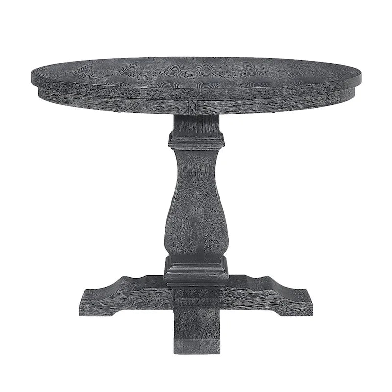 Expandable Round Wood Dining Table with Pedestal Base