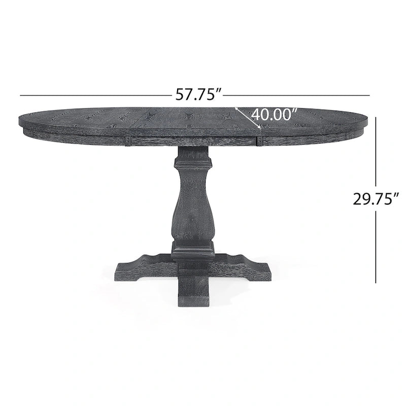 Expandable Round Wood Dining Table with Pedestal Base