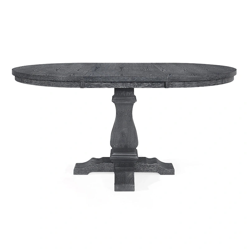 Expandable Round Wood Dining Table with Pedestal Base