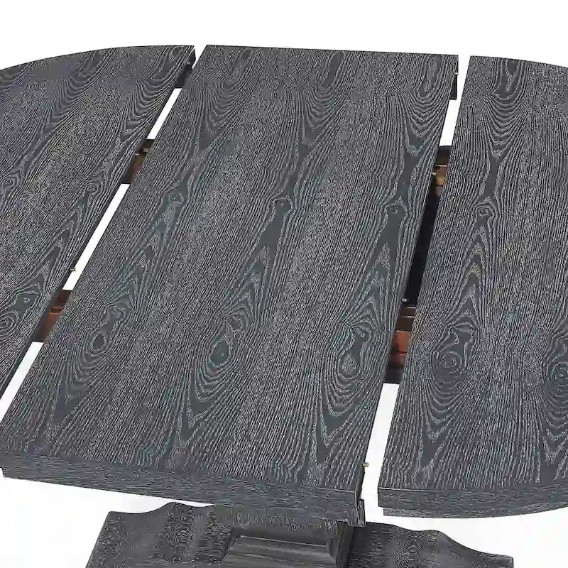 Expandable Round Wood Dining Table with Pedestal Base